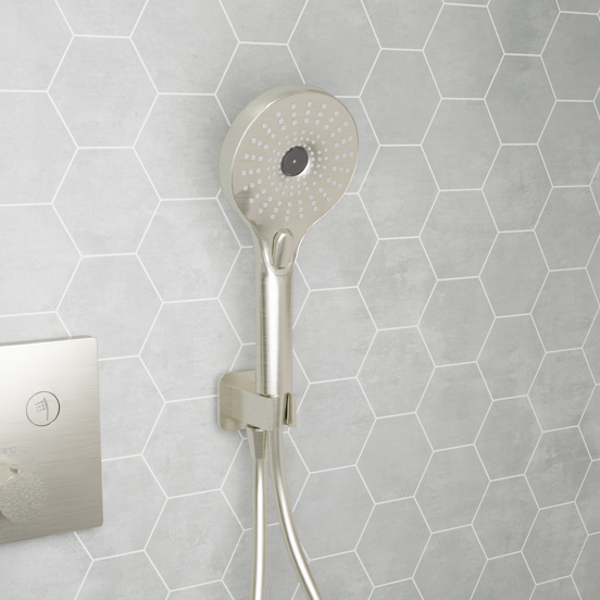 Blaufoss Onos Handdoucheset met doucheslang aansluiting 3 straalsoorten brushed CoolMetal