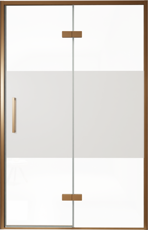 Balmani Senses Design douche draaideur rechts 140 cm x 210 cm Helder glas met matte strook, Brushed Rosegold profielen