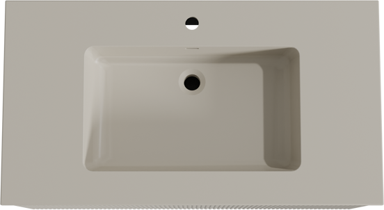 Storke Ribs zwevend badkamermeubel 95 x 52 cm zijdegrijs met Diva enkele wastafel in top solid zijdegrijs, Verticale symmetrische rechte ribbel
