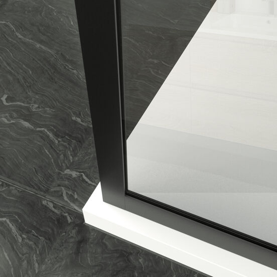 Balmani Framed Walk-In Dusche: 140 x 210 cm, Klarglas, Schwarzes Profil, matt