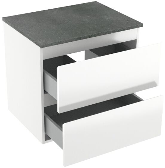 Linie Lado zwevend badkamermeubel 60 x 46 cm glanzend wit met Lado enkel tablet in melamine leisteen grijs