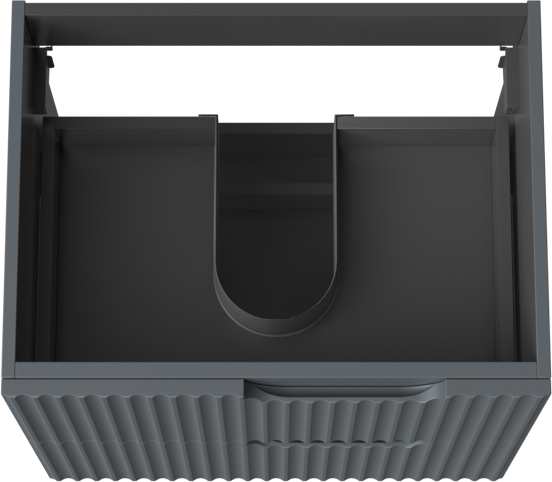 Linie Ribbo meuble sous-vasque suspendu 60 x 46 cm bleu anthracite 2 tiroirs