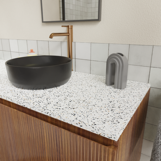 Storke Tavola tablette simple ou double blanc/noir terrazzo mat 150 x 52 cm