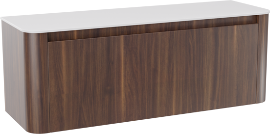Storke Soft hängendes Möbelstück Set: 140 x 46 cm, Nussbaum, mit Tavola Soft Einzel- oder Doppel Waschtischplatte Solid Surface Weiβ matt