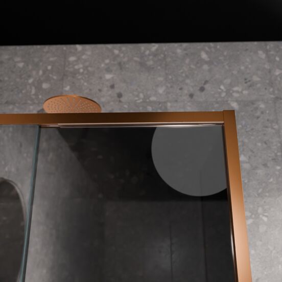 Balmani Senses Design douchehoek met linkse schuifdeur en vaste zijwand, 140 x 80 cm, Reflex spiegelglas, Brushed Rosegold profielen, met coating