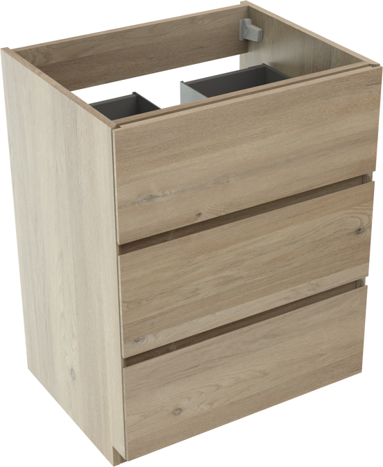 Storke Edge meuble sous-vasque a poser 65 x 52 cm chêne brut 3 tiroirs
