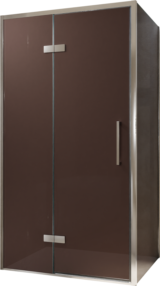 Balmani Senses Design douchehoek met linkse draaideur en vaste zijwand, 100 x 80 cm, Brons, Chroom profielen, met coating