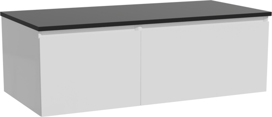 Storke Edge meuble salle de bains suspendu 110 x 52 cm blanc brillant avec Panton tablette simple en mdf enduit de poudre noir mat