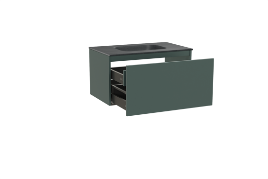 Balmani Sfera meuble salle de bains suspendu 90 x 55 cm forest avec Tablo Arcato plan simple en granit noir