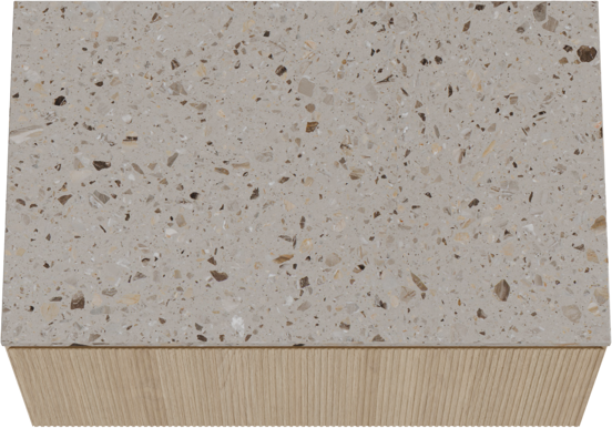 Balmani Fila meuble salle de bains suspendu 90 x 55 cm chêne naturel avec Stretto tablette simple en terrazzo greige terrazzo, Nervure droite symétrique verticale