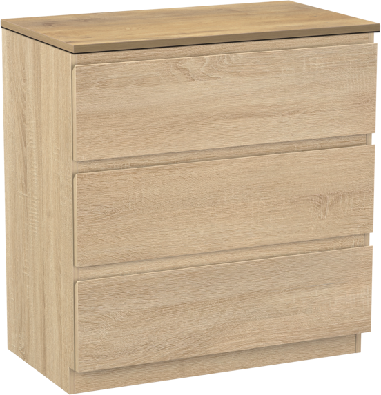 Linie Lado meuble salle de bains à poser 80 x 46 cm chêne blanc avec Lado tablette simple en mélaminé chêne naturel