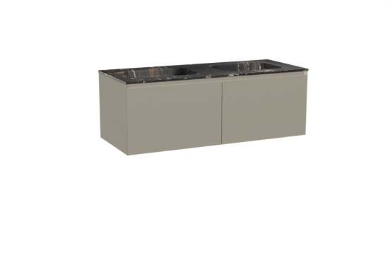 Balmani Idra meuble salle de bains suspendu 135 x 55 cm gris pierre avec Tablo Arcato double vasque en marbre portoro gold