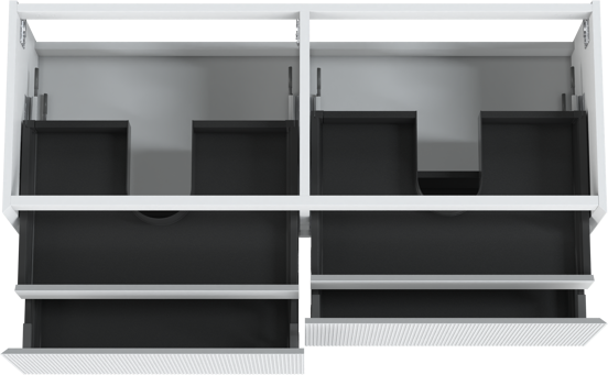 Balmani Fila hängender Waschbeckenunterschrank: 150 x 55 cm, Weiß Matt, 4 Schubladen