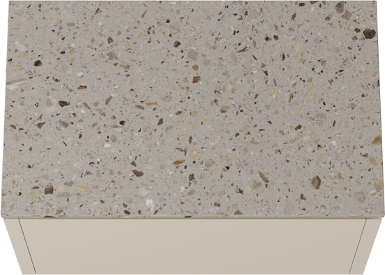 Balmani Eclips meuble salle de bains suspendu 90 x 55 cm Sandbeige avec Stretto tablette simple en Terrazzo greige