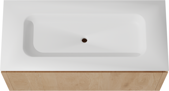 Balmani Eclips zwevend badkamermeubel 120 x 55 cm Natuur eik met Eclips enkele wastafel in Solid Surface mat wit
