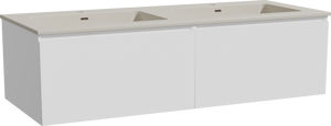 Storke Edge meuble salle de bains suspendu 130 x 52 cm blanc mat avec Diva double vasque en top solid soie grise