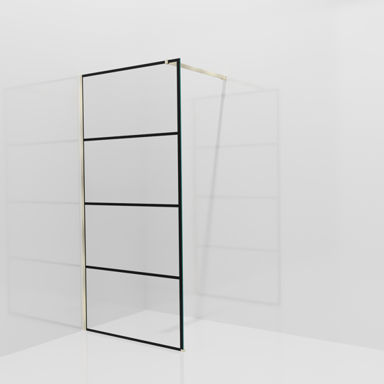 Balmani Modular douche à l'italienne: 100 x 200 cm, Lined, avec coating, Profil Brushed Champagne Gold
