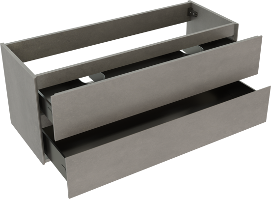 Storke Edge zwevende wastafelonderkast 120 x 46 cm beton donkergrijs 2 lades 2 sifonuitsparingen