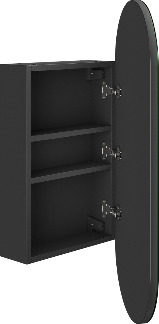 Storke Spiegelschrank Bad: Oval, 100 x 40 cm, Schwarz matt