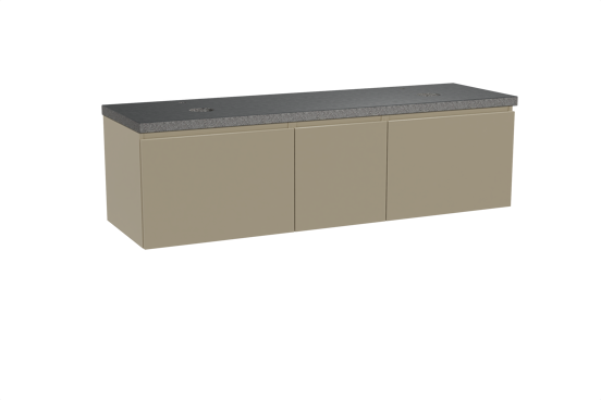 Balmani Sfera meuble salle de bains suspendu 180 x 55 cm dune avec Rock tablette double en granit noir