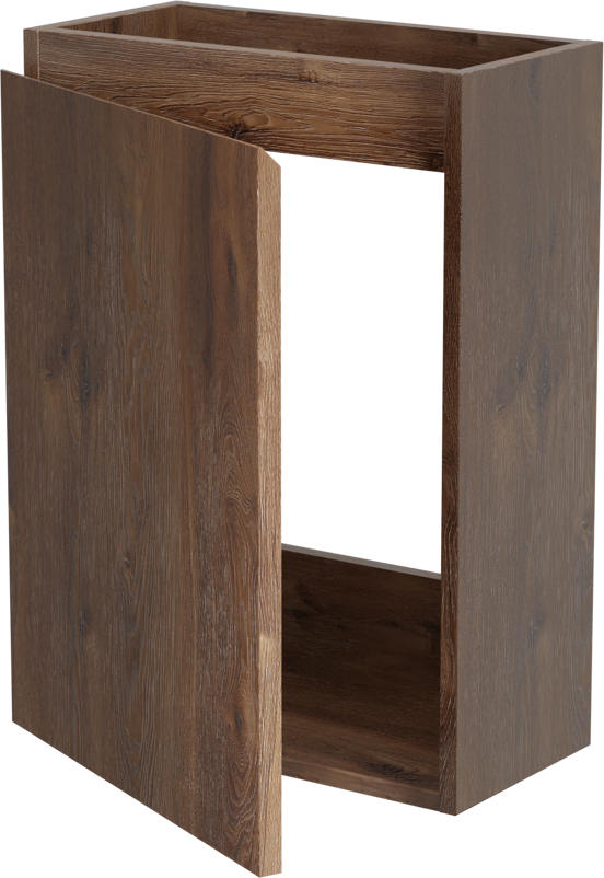 Linie Lado zwevend toiletmeubel 40 x 22 cm bruin eiken met Baro wastafel in glanzend witte keramiek