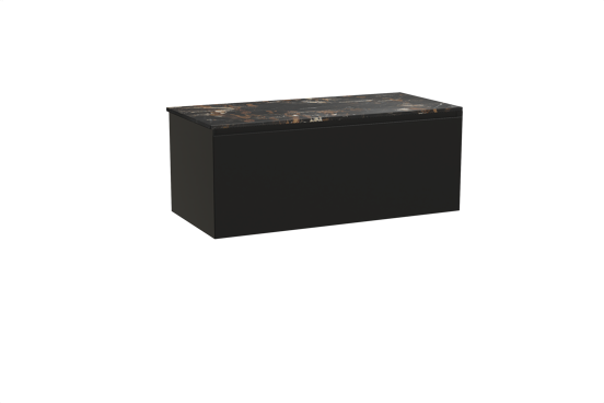 Balmani Idra meuble salle de bains suspendu 120 x 55 cm noir mat avec Stretto tablette simple en marbre portoro gold