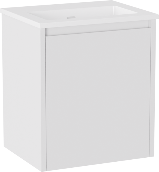 Storke Seda meuble salle de bains suspendu 45 x 35 cm blanc mat avec Diva plan simple en marbre composite blanc brillant