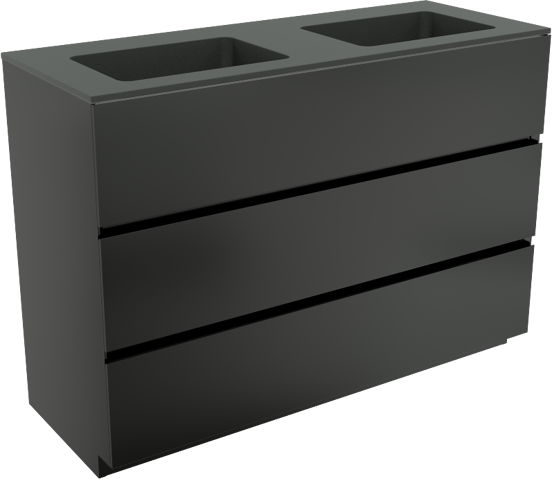 Storke Edge meuble salle de bains à poser 120 x 46 cm noir mat avec Scuro double vasque en quartz noir mat