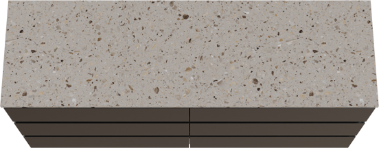Balmani Lucida staand badkamermeubel 180 x 55 cm zwarte eik met Stretto enkel of dubbel tablet in terrazzo greige terrazzo