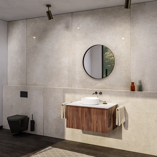 Balmani Giro Round Badspiegel: Rund, Brushed Gunmetal, Ø 75 cm