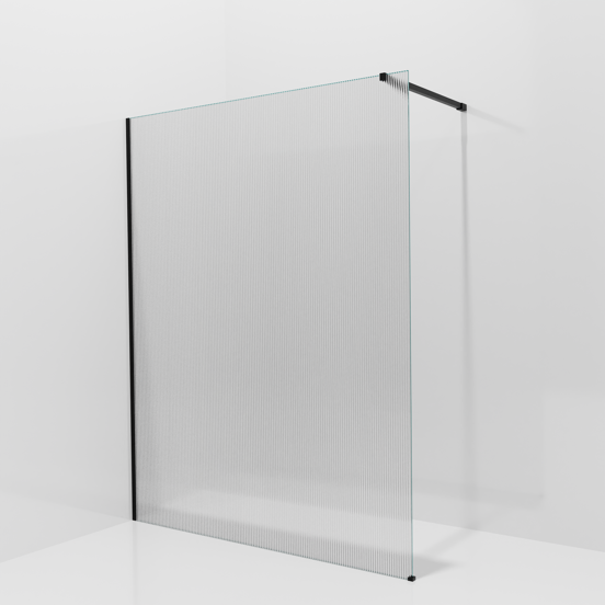 Balmani Modular Walk-In Dusche: 160 x 200 cm, Ribs, inklusive Coating, Profil Schwarz matt