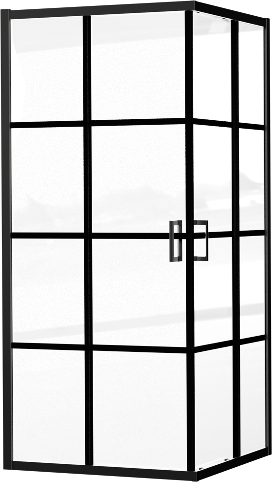 Luca Varess Vidor douchehoek met hoekinstap met 2 schuifdeuren 90 x 90 cm Square glas mat zwart profiel