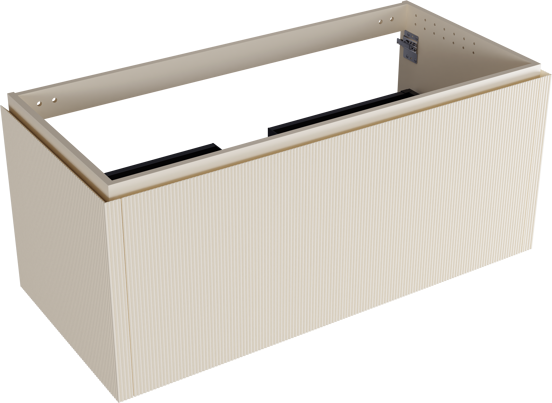 Balmani Eclips meuble sous-lavabo suspendu 120 x 55 cm Sandbeige 2 tiroirs Nervure sym. vert.