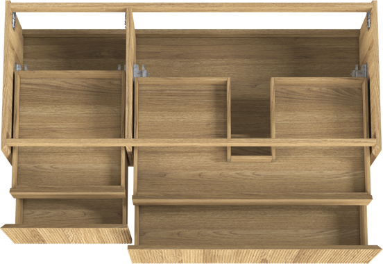 Balmani Fila zwevende wastafelonderkast 135 x 55 cm asymmetrisch rechts fineer natuur eik 4 lades