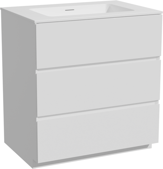 Storke Edge staand badkamermeubel 75 x 52 cm mat wit met Mata enkele wastafel in solid surface mat wit