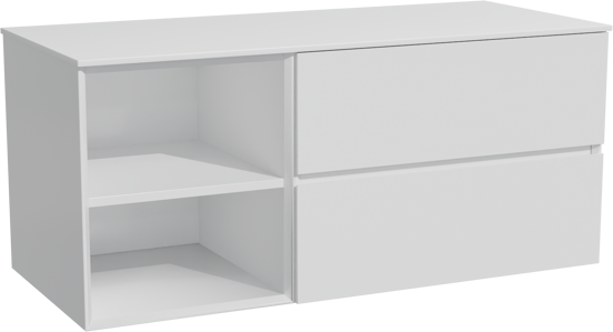 Storke Edge zwevend badmeubel 120 x 52 cm mat wit met Tavola enkel of dubbel wastafelblad in solid surface mat wit