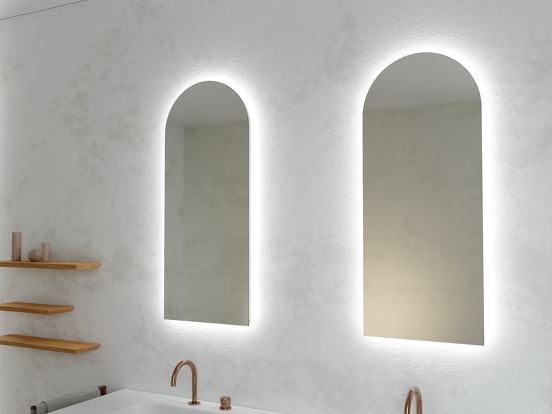 Balmani Giro Arco arc en plein cintre Miroir 42 x 100 cm avec miroir lumineux & anti-buée