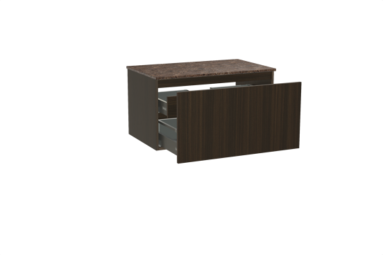Balmani Sfera hängendes Möbelstück Set: 90 x 55 cm, Eucalyptus, mit Stretto Einzel Waschtischplatte, Marmor Dark Emperador