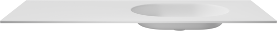 Balmani Tablo Oval plan vasque asymétrique à droite Solid Surface blanc mat 135 x 55 cm