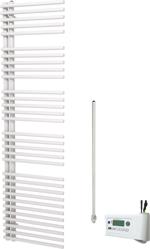 Vipera Nevada Einzel Handtuchheizkörper 50 x 180 cm Elektrische Heizung weiß glänzend Seitenanschluss 734W, inkl. Widerstand