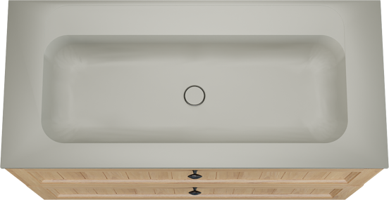 Balmani Lemon meuble salle de bains à poser 120 x 55 cm, placage chêne naturel avec Tablo Strada lavabo simple pour 2 trous de robinet en soie grise