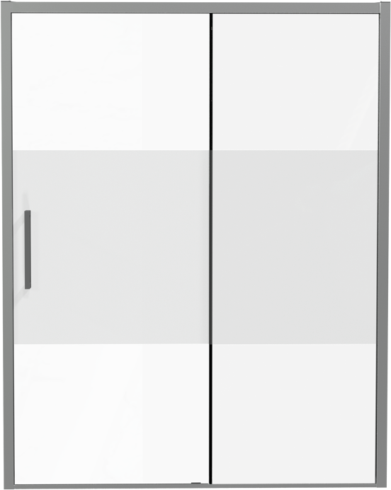 Luca Varess Senses rechtse douche schuifdeur 160 x 200 cm helder glas met matte strook glanzend chroom profiel