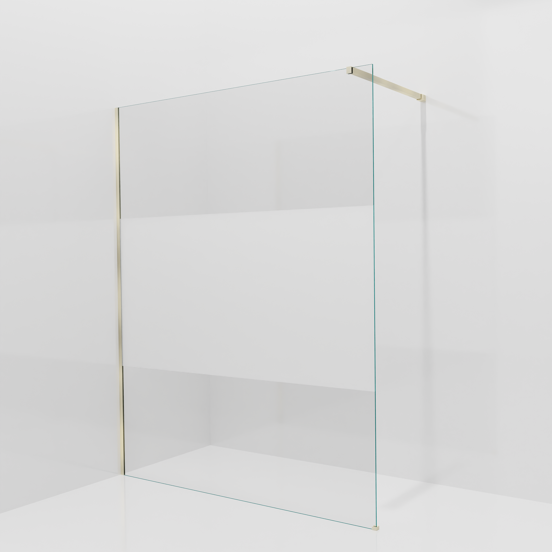 Balmani Modular douche à l'italienne: 160 x 200 cm, Verre transparent avec bande matte, avec coating, Profil Brushed Champagne Gold