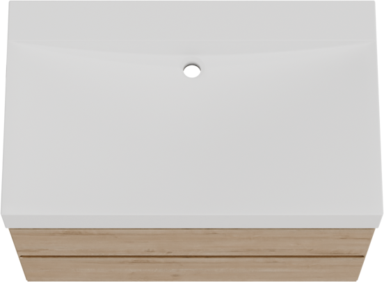 Balmani Mitra meuble salle de bains suspendu 90 x 55 cm chêne brut avec Wave plan simple en solid surface blanc mat