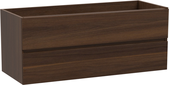 Storke Edge zwevende wastafelonderkast 120 x 46 cm notenhout 2 lades
