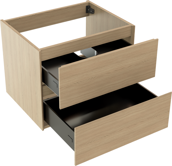 Storke Edge zwevende wastafelonderkast 65 x 52 cm natuur eik 2 lades