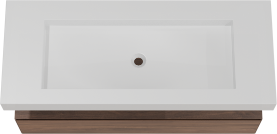 Balmani Mitra Elements meuble salle de bains suspendu 135 x 55 cm noyer américain avec Modus lavabo simple pour 2 trous de robinet en solid surface blanc mat