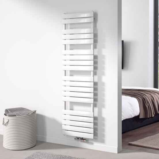 Vipera Vulcan sèche-serviettes simple 50 x 180 cm chauffage électrique blanc brillant raccordements latéral et central possibles 1.049W, résistance incluse