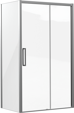 Luca Varess Senses paroi d'angle avec porte coulissante et paroi latérale fixe 120 x 80 cm verre transparent profil chrome brillant