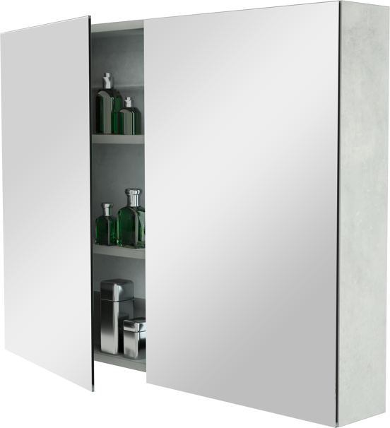 Storke Reflecta Spiegelschrank, 100 x 75 cm, Beton silbergrau